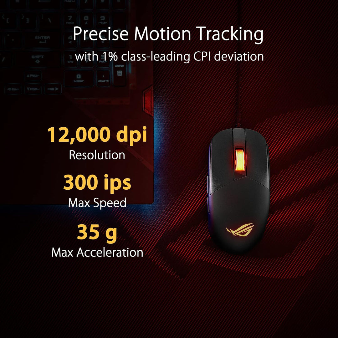 ASUS ROG Strix Impact III - Beidhändige Gaming-Maus, leicht, 12000 DPI, 5 programmierbare Tasten, au
