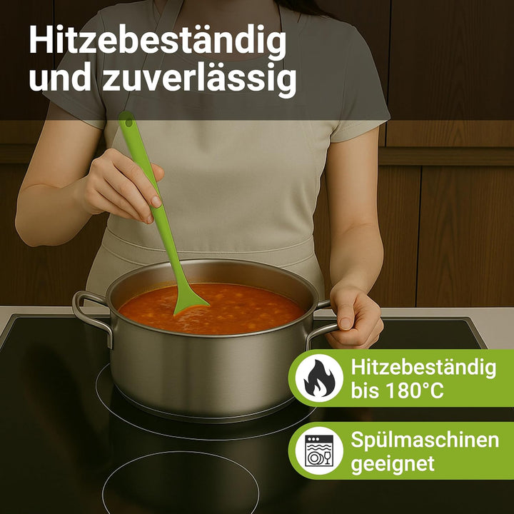 Kigima Kochlöffel Set 4 Stück in Grün– Hochwertige Küchenutensilien aus hitzebeständigem Kunststoff
