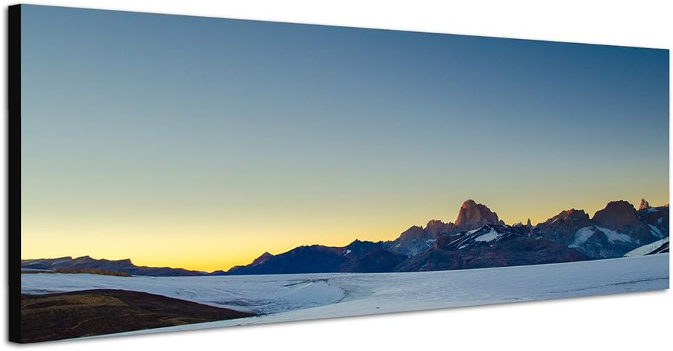 Paul Sinus Art Panoramabild auf Leinwand und Keilrahmen 150x50cm Berge Schnee EIS Sonnenaufgang