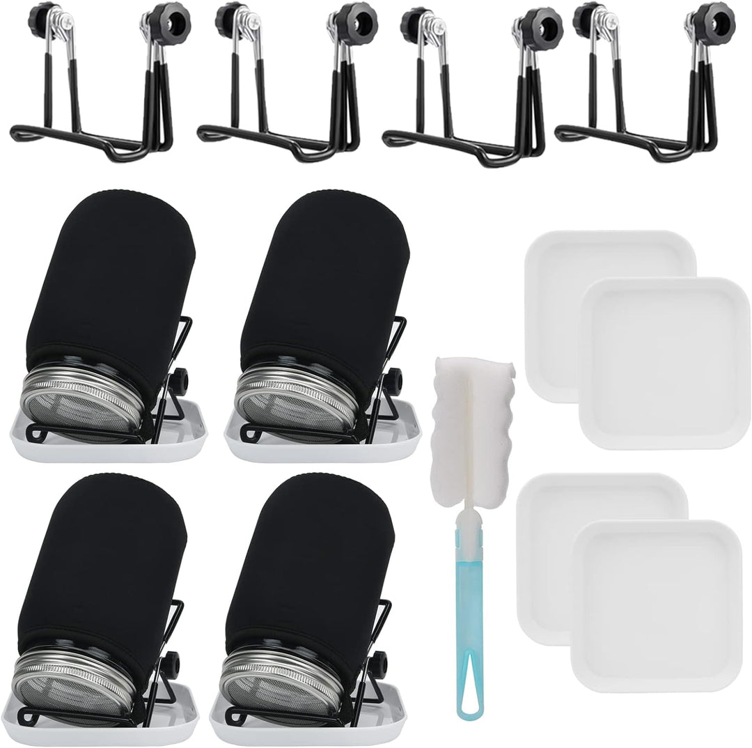 Deefongo 1000 ml Sprossen-Set, 4er Sprouting jar Glas,Keimglas-Set, Weithalsgläser mit abgeschirmten