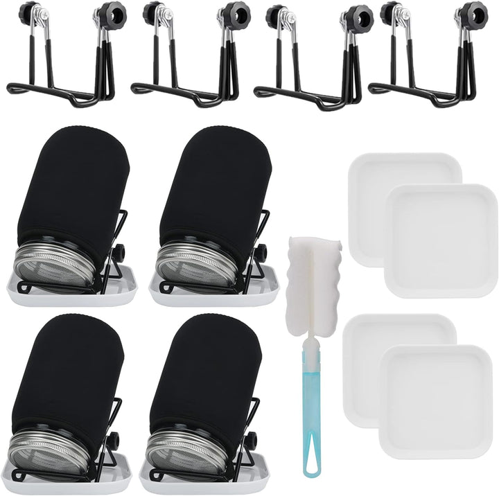 Deefongo 1000 ml Sprossen-Set, 4er Sprouting jar Glas,Keimglas-Set, Weithalsgläser mit abgeschirmten