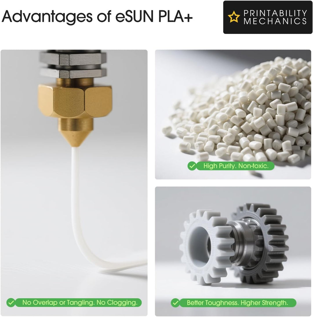 eSUN PLA+ Filament 1.75mm, 3D Drucker Filament PLA Plus, Massgenauigkeit +/- 0.03mm, 1KG pro Spule,