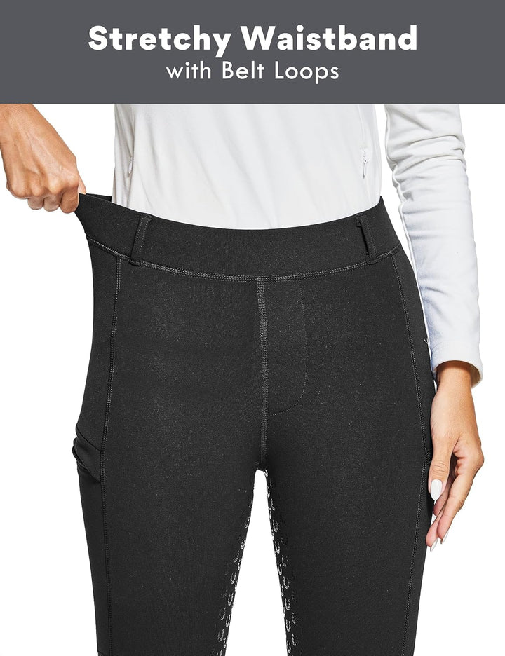 FitsT4 Sports Damen Winterreitleggings Fleece-Reithose Silikon Vollbesatz Reithose mit Reissverschlu