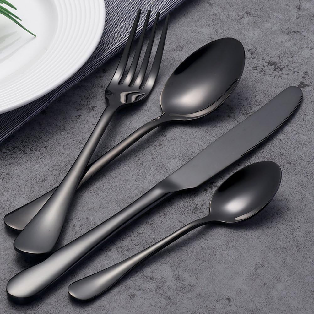 Besteckset 16stk Buyer Star Edelstahl Besteckset Schwarz Messer Gabeln Besteckservice für 4 Personen