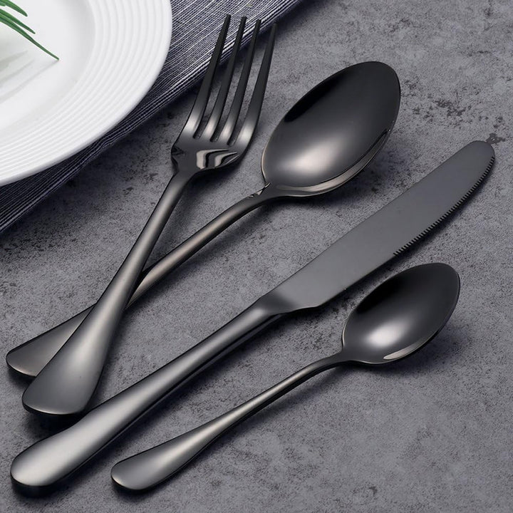 Besteckset 16stk Buyer Star Edelstahl Besteckset Schwarz Messer Gabeln Besteckservice für 4 Personen
