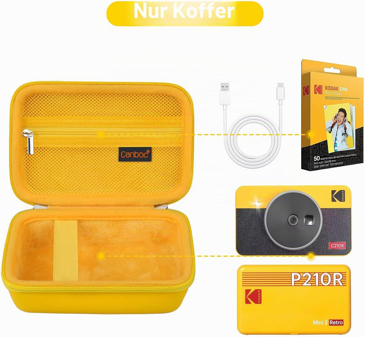 Canboc Tragetasche für Kodak Mini 2 Retro/Mini Shot 2 Retro C210/ P210 Mobiler Fotodrucker für Smart