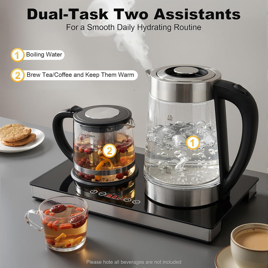 Wasserkocher Glas mit Temperatureinstellung - 2,5L (1000ml) – Zwei Glaswasserkocher - einstellbare T
