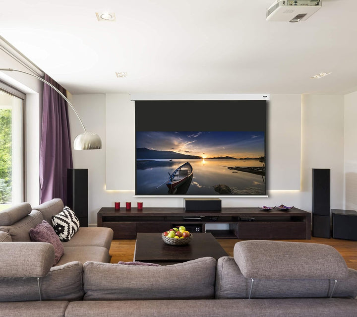 celexon manuell ausziehbare Heimkino- und Business-Rollo-Beamer-Leinwand 4K und Full-HD mit Slow-Ret