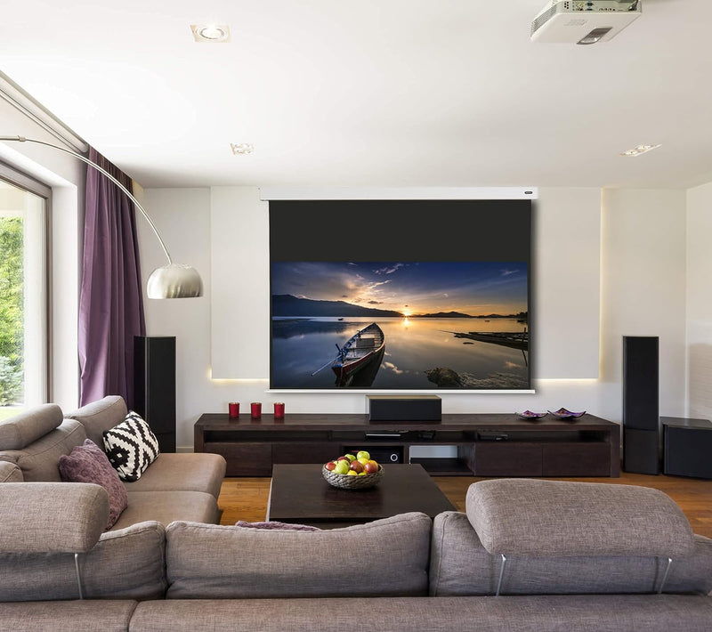 celexon manuell ausziehbare Heimkino- und Business-Beamer-Leinwand 4K und Full-HD Rollo-Leinwand Pro