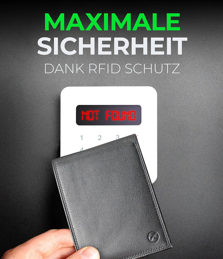 KORUTA® Geldbörse Herren Schwarz mit RFID Schutz I Echtleder Portemonnaie Gross 13 Fächer Geldbeutel