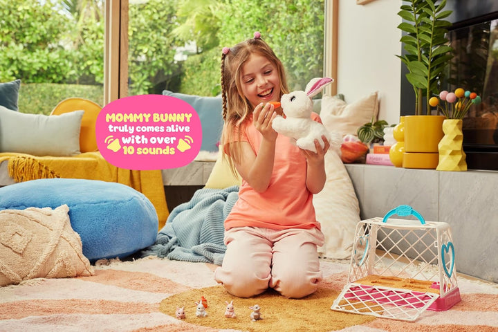 Pets Alive Mama Bunny Surprise von ZURU, realistischer, elektronischer Plüschhasen-Roboter, Überrasc