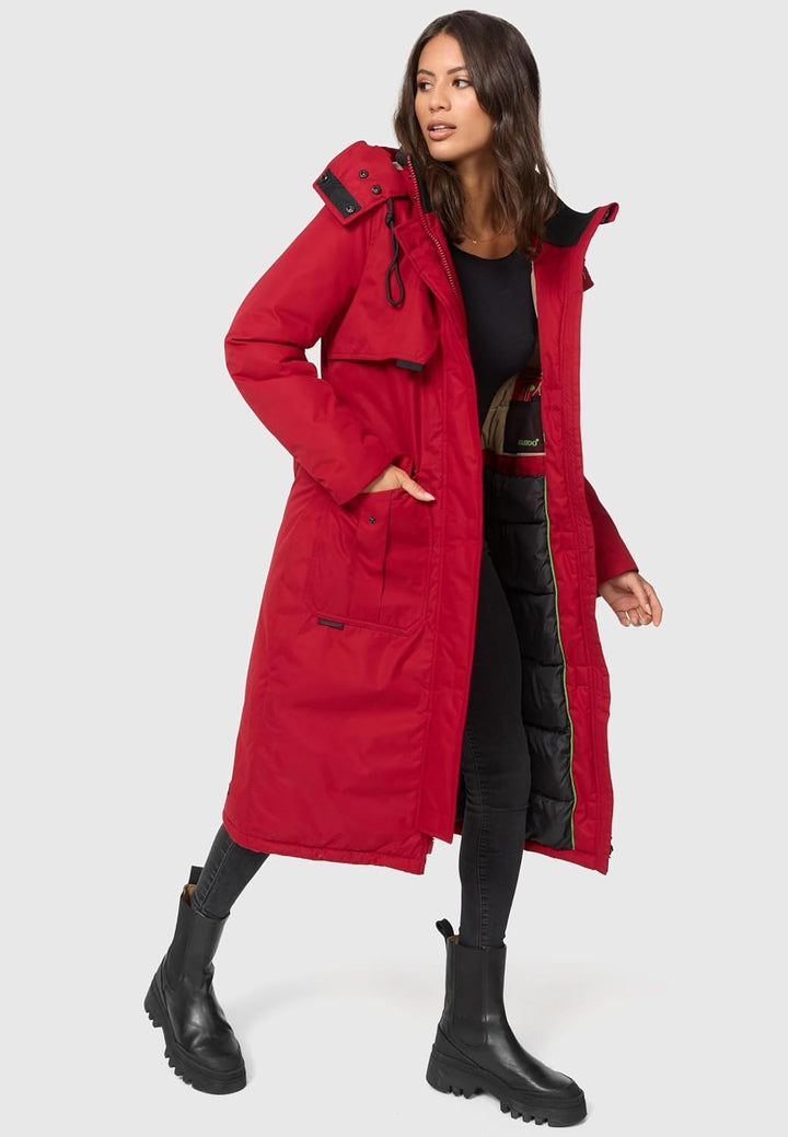 Navahoo Damen Wintermantel Warmer Parka lang mit hohem Kragen und weicher Kapuze Hokulanii XS-XXL S