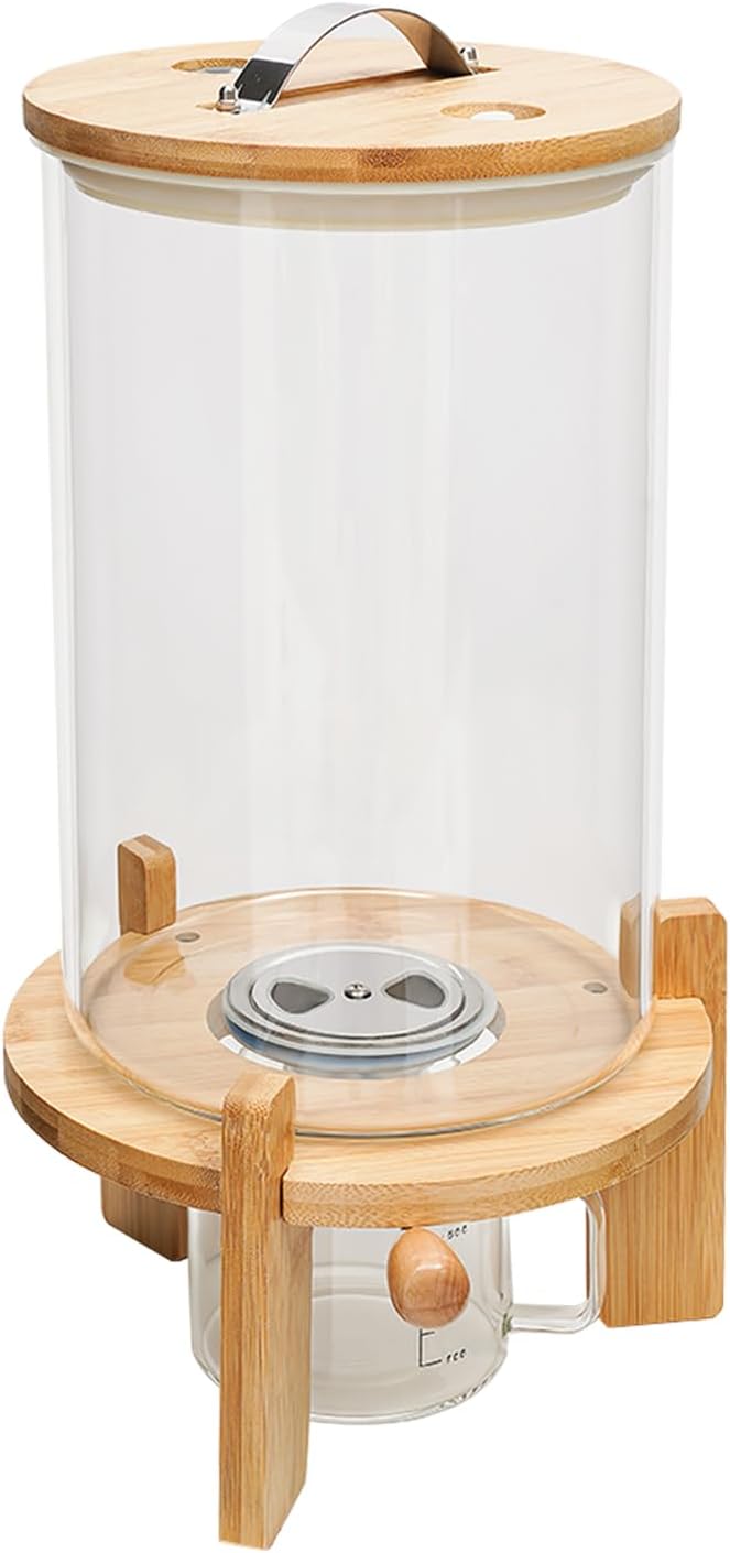 Reisspender Vorratsbehälter, Grosse Reisbehälter aus Glas 7.5L Luftdicht Müslispender mit Bambus Dec