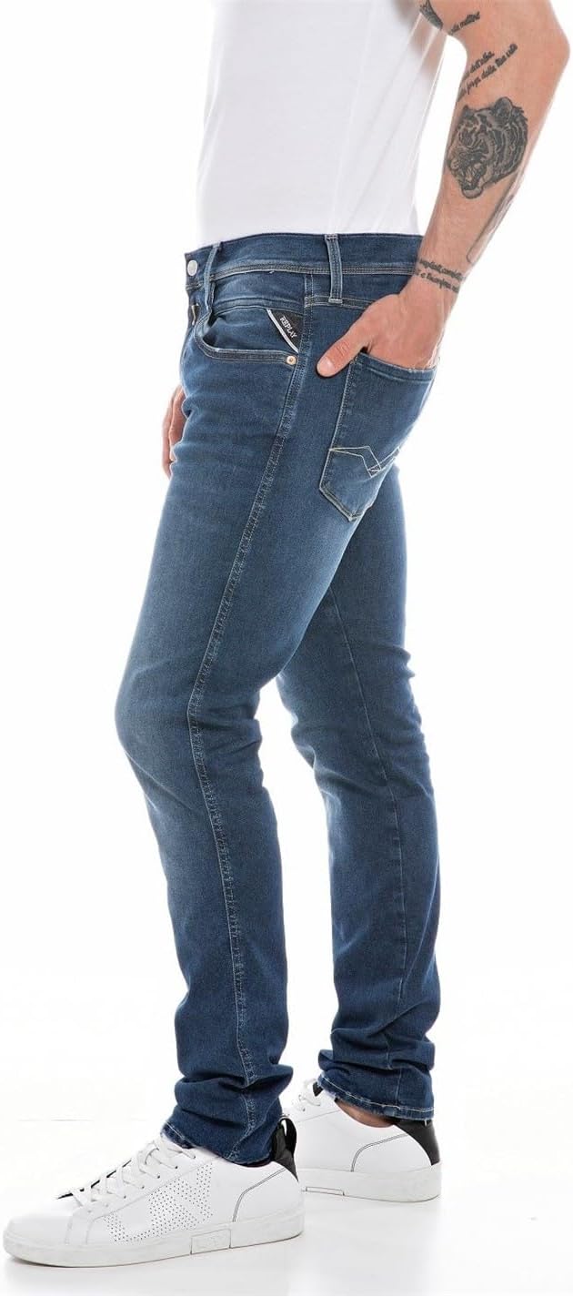 Replay Herren Jeans Anbass Slim-Fit Hyperflex mit Stretch 40W / 36L Dark Blue 007-1, 40W / 36L Dark