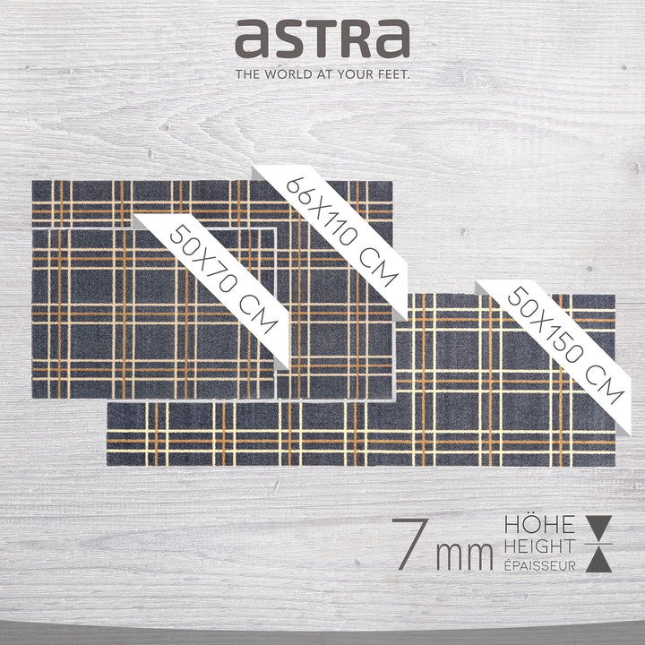 Astra rutschfeste Sauberlaufmatte innen - Karos 66 x 110 cm - Wohnraum Fussmatte Design - Extrem sau