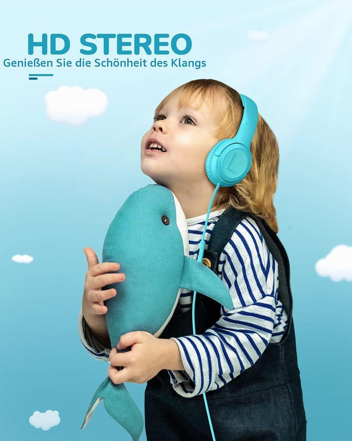 Kopfhörer Kinder, Kabel Kinderkopfhörer mit Mikrofon, Over Ear kopfhörer Kinder 85/94dB Lautstärkenb