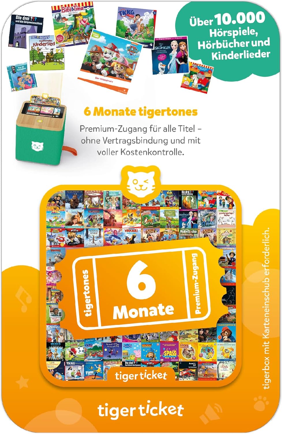 tigermedia tigerticket 6 Monate Streaming Zugang tigerbox TOUCH für 10.000 Kinder Hörspiele Hörbüche