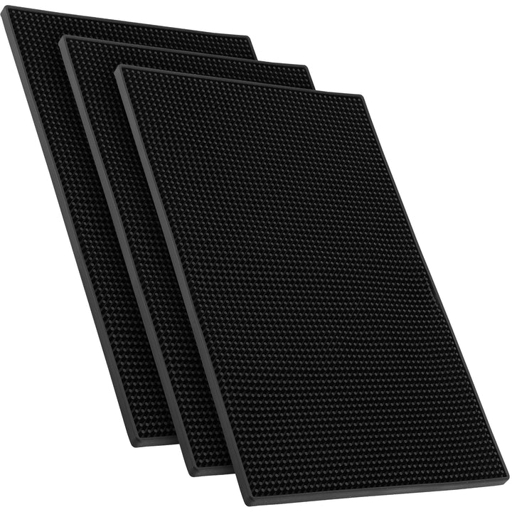 3 Stück 45 x 30 cm Barmatte Schwarz, 1 cm Dick, Abtropfmatte Silikon, Bar-Servicematte, Gummi Bar Ma