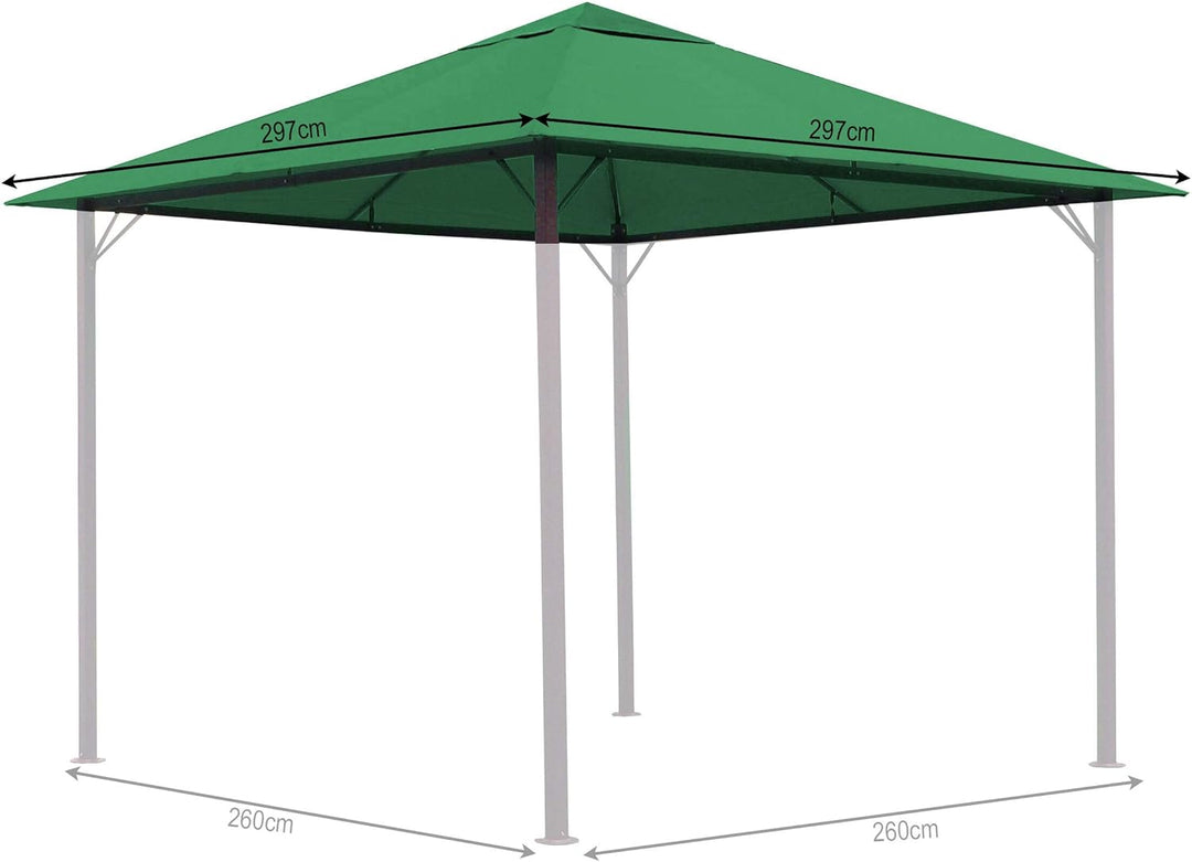 QUICK STAR Ersatzdach für Garten Pavillon 3x3m Grün Pavillondach Ersatzbezug