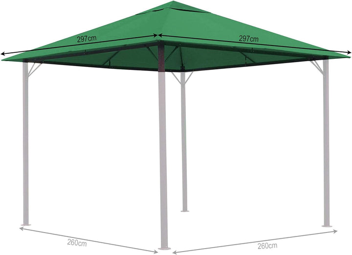 QUICK STAR Ersatzdach für Garten Pavillon 3x3m Grün Pavillondach Ersatzbezug