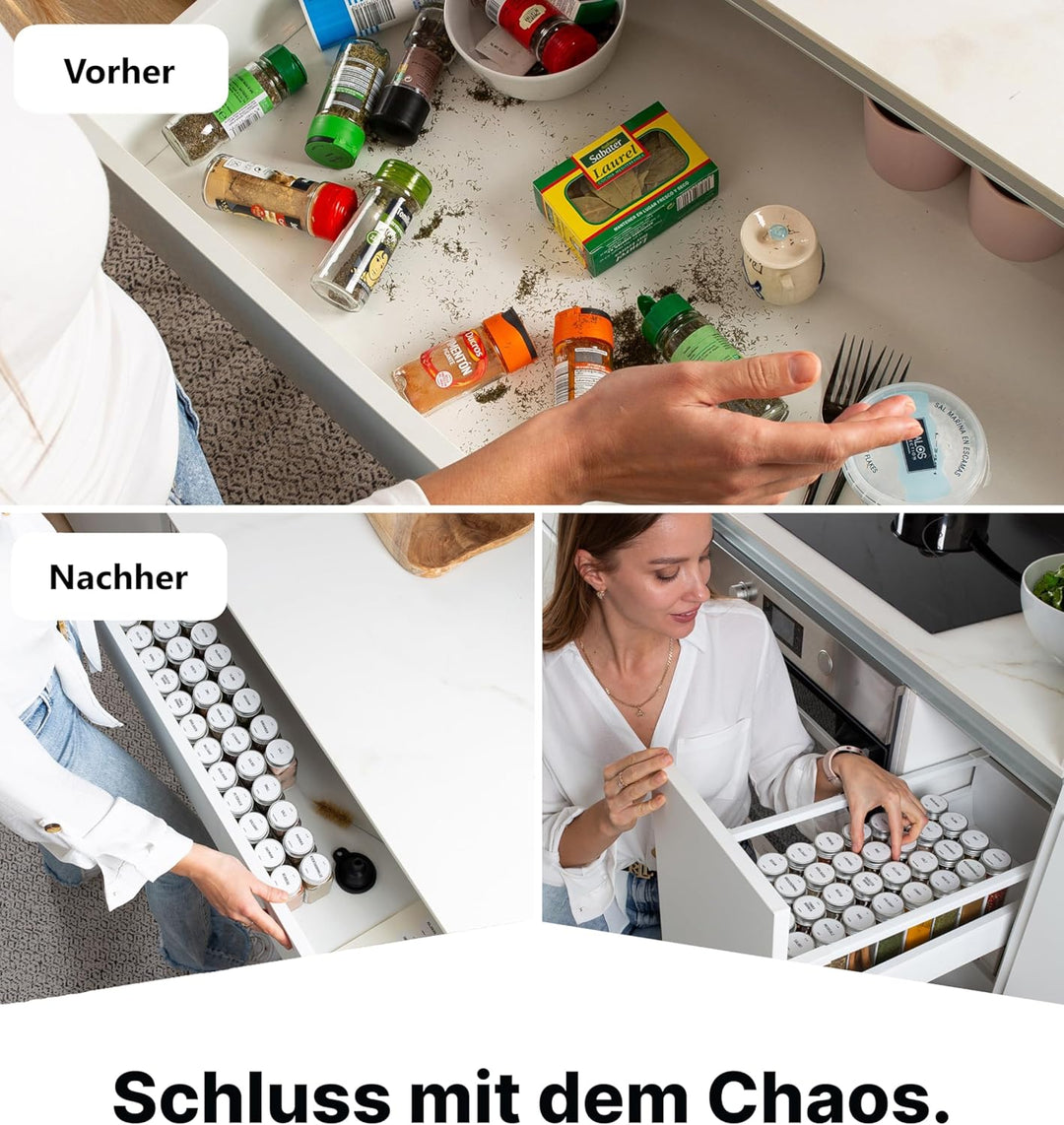 Deco haus® Gewürzgläser eckig luftdicht 12er Set [inkl. Etiketten & Streueinsatz] - Gewürzdosen Set