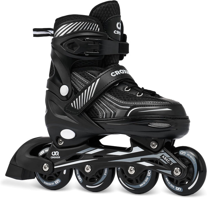 Optima Inline Skates Inliner für Kinder Erwachsene verstellbar 35-38 (21cm-23cm) Schwarz, 35-38 (21c
