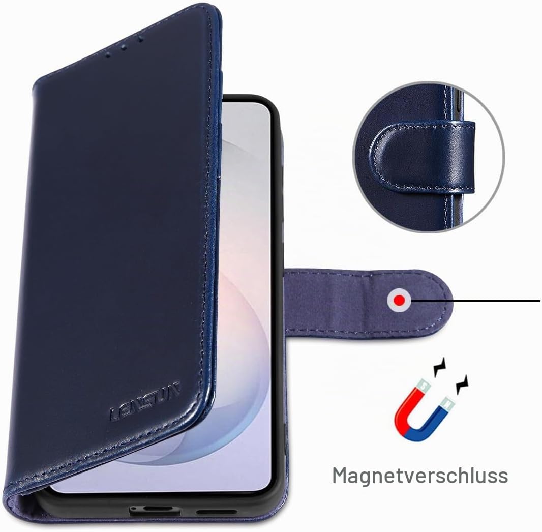 LENSUN Echtleder Handyhülle für Samsung Galaxy S26 5G, Lederhülle [Brieftasche][Bookstyle][Premium L