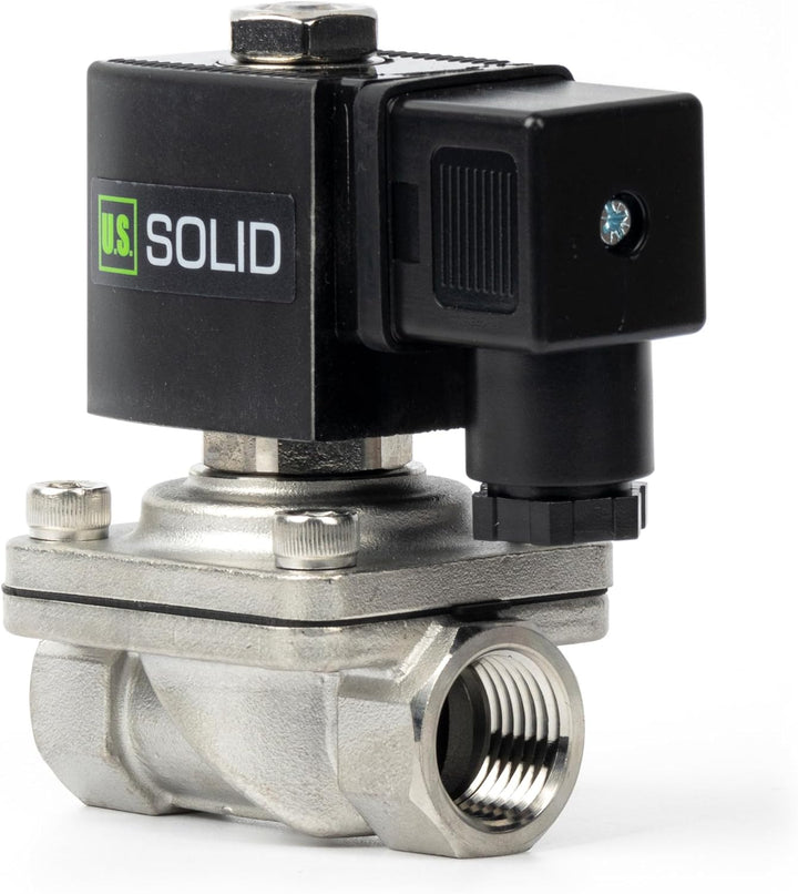 U.S. Solid 1/2" Magnetventil - Edelstahl DC 12V mit Viton-Dichtung, stromlos geschlossen, Anschlussd