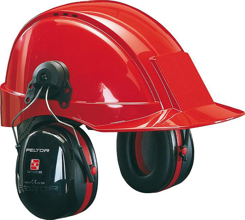 3M Peltor Optime III Kapselgehörschützer, 34 dB, schwarz/rot, Helmbefestigung & Schutzhelm G3000, G3