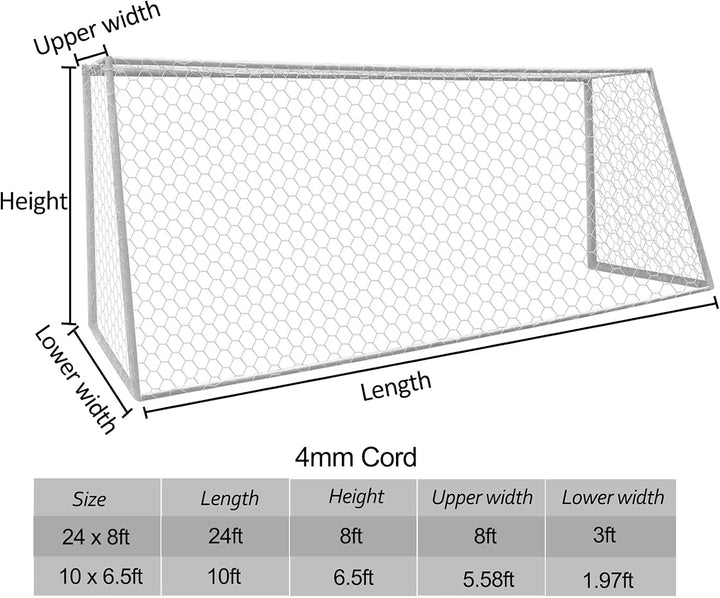 Aoneky Fussballnetz 7,3x2,4M/ 4,9x2,1M/ 3,6x1,8M/ 3x2M/ 2,4x1,8M/ 1,8x1,2M | Ersatz-Fussballtornetz