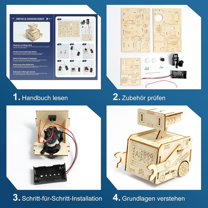 Experimente für Kinder ab 8 9 10 11 12 13 14, Roboter Elektronik Baukasten, Experimentierkasten, Ele