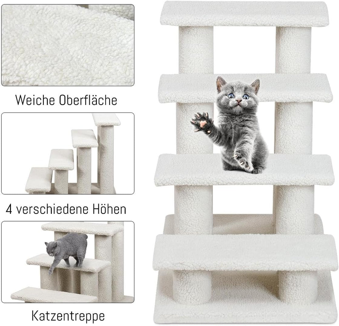 SOARS Katzentreppe, 4-stufige Haustiertreppe, Treppe für Katzen bis 25 kg, Hundetreppe, Kletterbaum