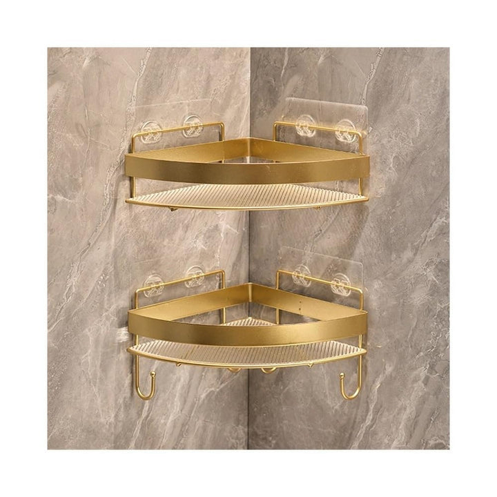 Duschregal 2er-Pack Eck-Duschregale mit Haken, dreieckige Duschregale zur Wandmontage, Dusch-Organiz