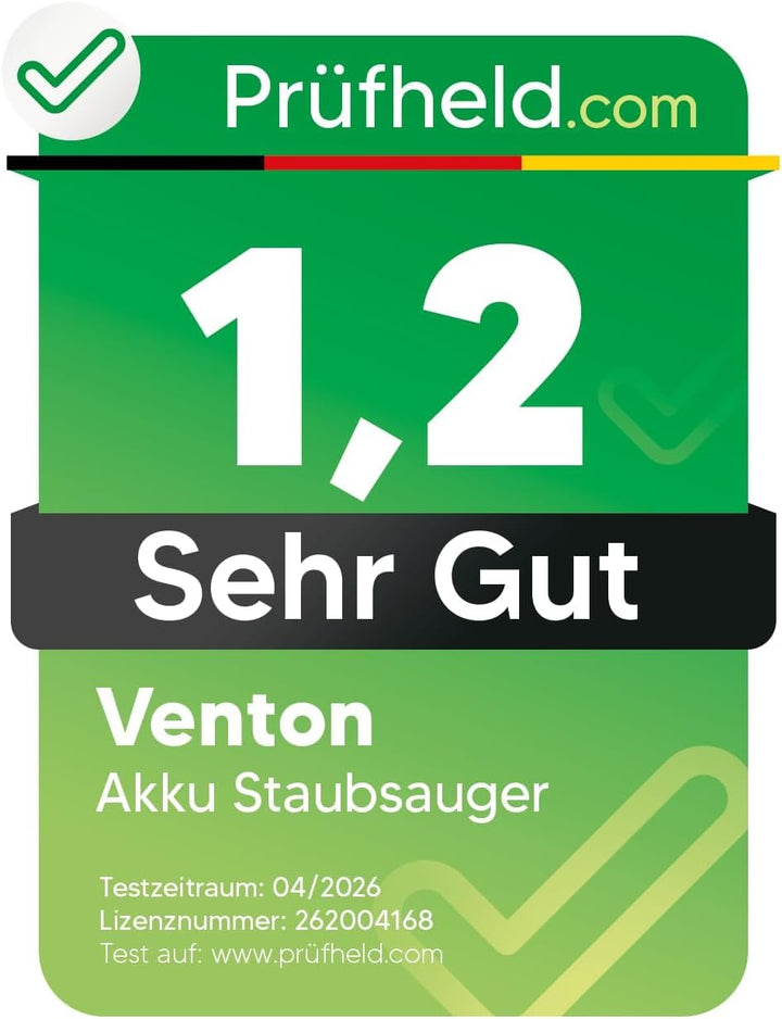 VENTON [Test SEHR GUT, Note 1.2] 2-in-1 Akku Staubsauger kabellos mit LED & Handstaubsauger beutello