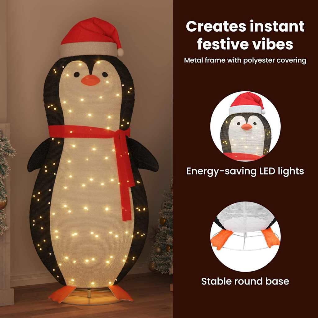 vidaXL Schnee-Pinguin Figur mit 600 LEDs Warmes Weiss 78 x 178 cm Stoff, Moderne Weihnachtsdekoratio