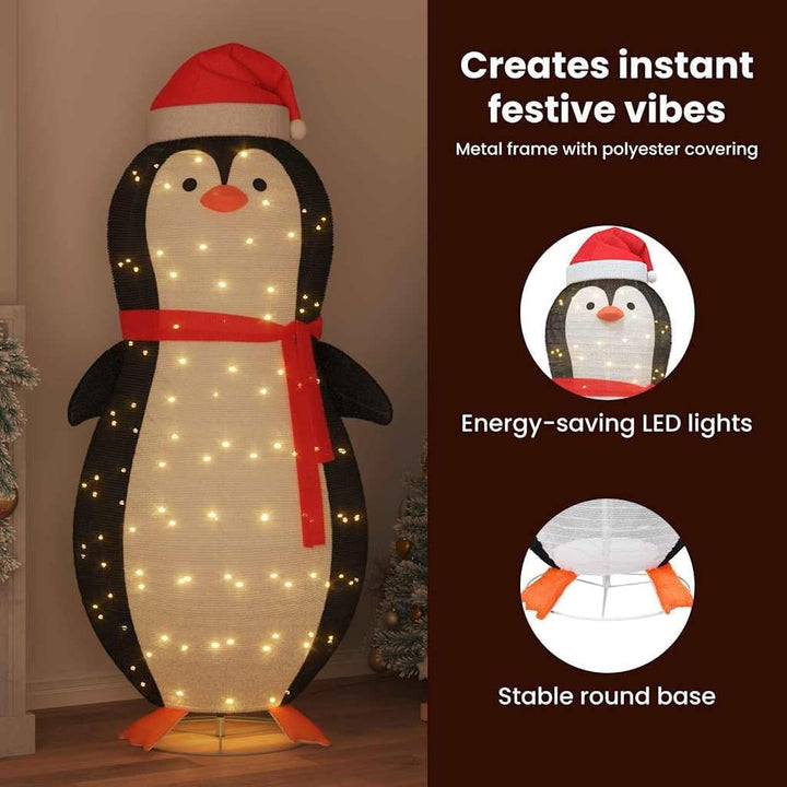 vidaXL Schnee-Pinguin Figur mit 600 LEDs Warmes Weiss 78 x 178 cm Stoff, Moderne Weihnachtsdekoratio