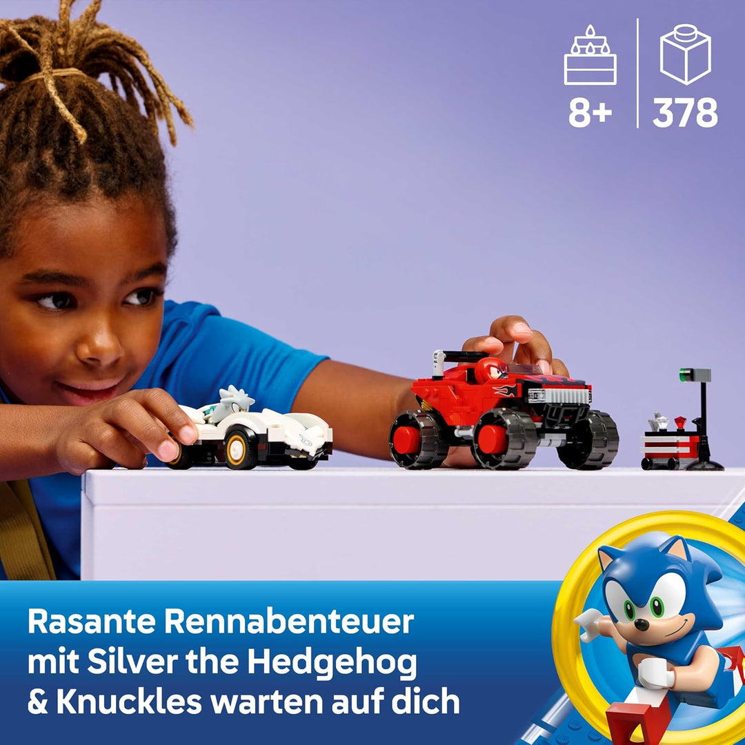 LEGO Sonic The Hedgehog Silvers Auto vs. Knuckles’ Monstertruck - Kinder Spielzeug mit 2 Flitzern un