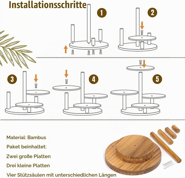 Etagere Tortenständer/Cupcake Ständer Aus Holz 4 Etagen,Desser Halter Turm Serviertablett Mit Mehrer
