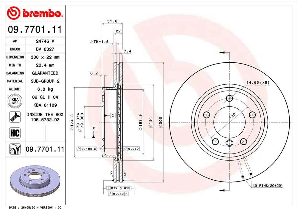 Brembo 09.7701.11 COATED DISC LINE Bremsscheibe - Paar