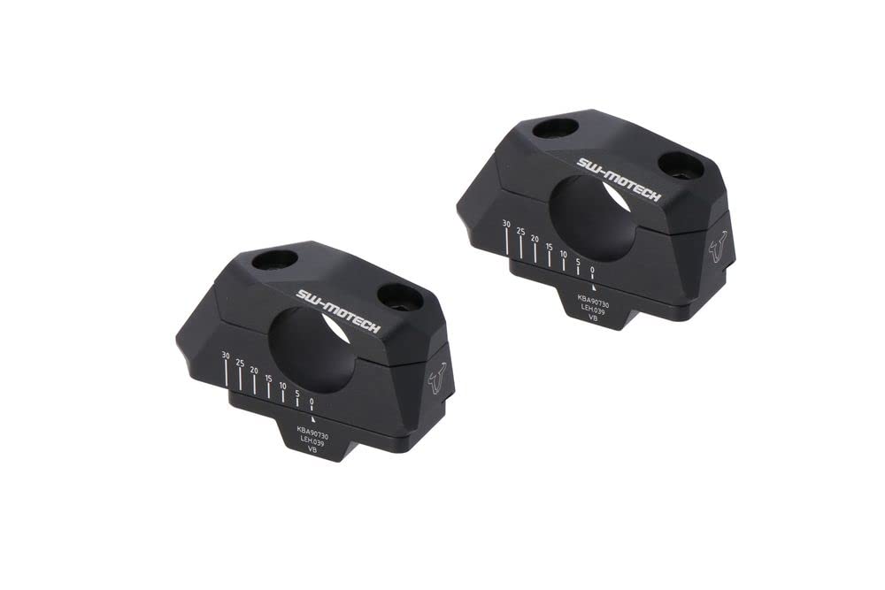 SW-Motech Lenkerverlegung variabel für Ø28 Lenker - H=28 mm. Verlegung 5/10/15/20/25/30 mm. Schwarz.