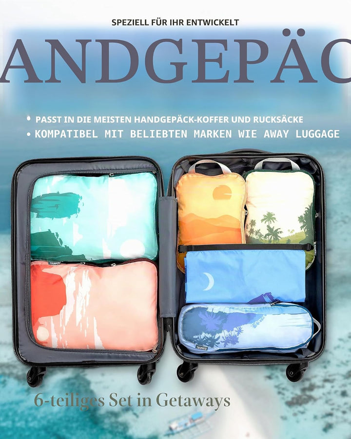 Kompressions-Verpackungswürfel für Reisen, Packwürfel und Reise-Organizer, Grafik, 6 Stück Grafik 6P