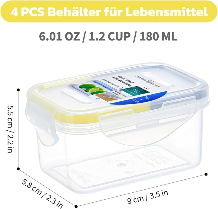 EASYLOCK 4PACK 180ML Kleine Dosen mit Deckel Plastik, Meal Prep Boxen, Mikrowellengeschirr, Auslaufs