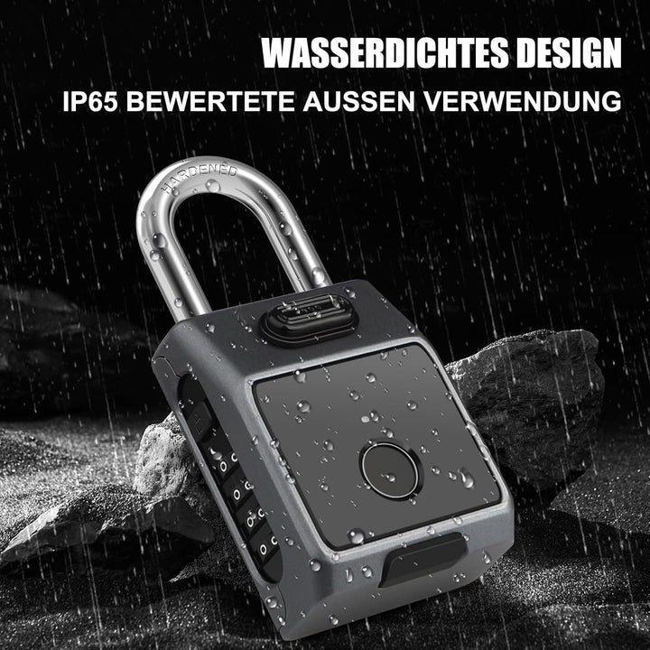 Diyife Fingerabdruck Schloss Zahlenschloss, [3 in 1] Grosses Smart Vorhängeschloss mit APP/Fingerabd