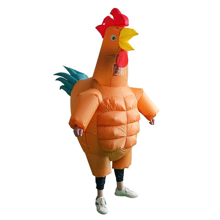 IRETG Aufblasbare Hahn Hühner Kostüm Blow Up Ride-on Huhn Kostüme für Party Halloween Weihnachten Co