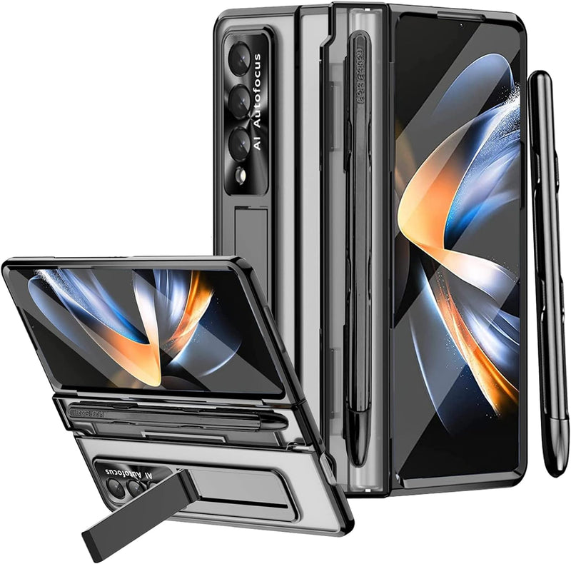 Miimall Handyhülle Kompatibel mit Samsung Galaxy Z Fold 4 Hülle mit S Pen, Transparent PC Schutzhüll