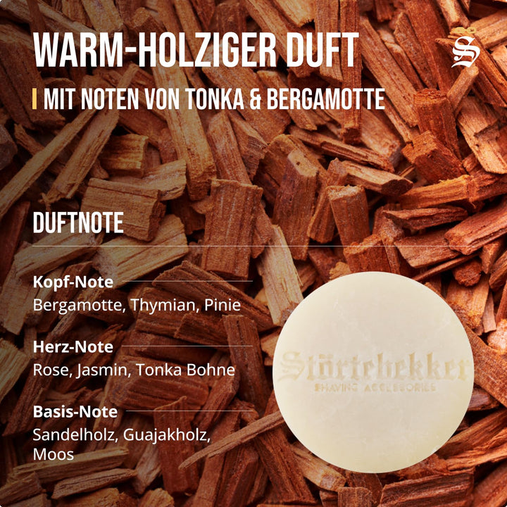 Störtebekker® Premium Rasierseife Sandelholz 70g x 3 - Handgefertigte Seife für ergiebigen Rasiersch