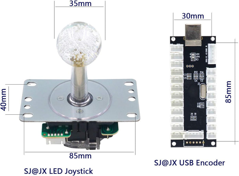 SJ@JX Arcade Game LED DIY Kit Mechanische Tastatur Schalter Arcade LED Knopf LED Joystick Controller