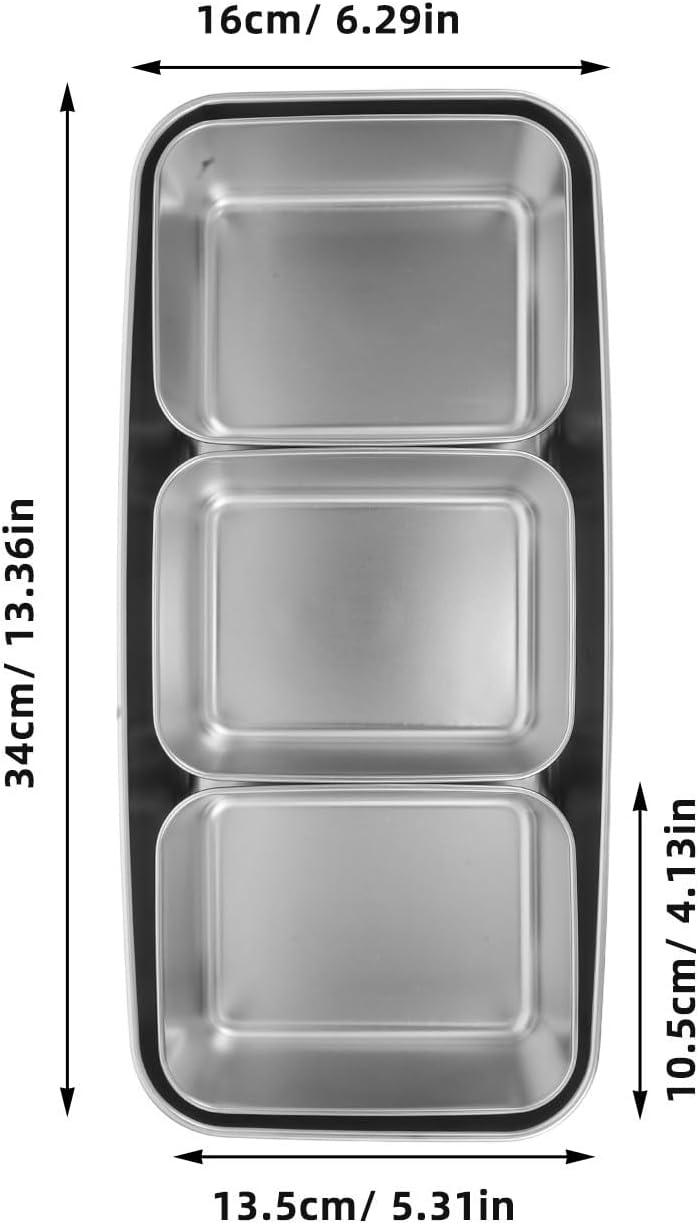 DOITOOL Gewürzbox aus Edelstahl mit 3 Fächern Silber und Deckel