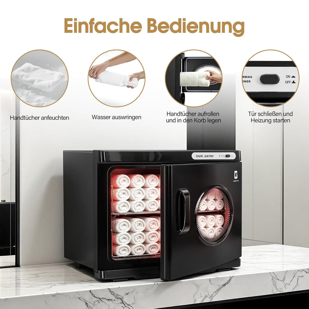 BarberPub 24L Handtuchwärmer Handtuchheizschrank 40–48 Handtücher, Handtuchheizkörper Elektrisch, He