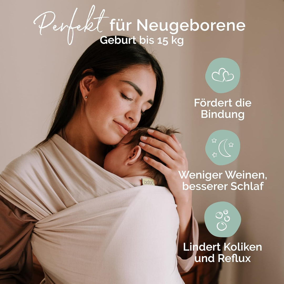 Boba Babytragetuch ab Geburt bis 15 kg - Kuschelweiche &amp; Atmungsaktive Bambusviskose, Tragetuch Baby